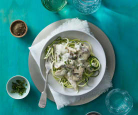 Creamy mushroom and chicken zoodles