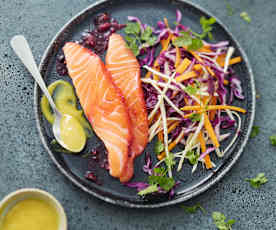 Saumon mariné poivre et sel à la betterave