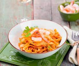 Tagliatelle z krewetkami