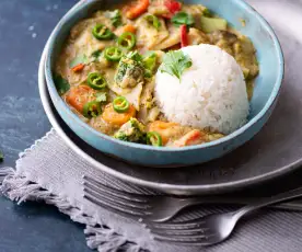 Menù: Curry vegan con riso; sorbetto mango e cocco (Bimby Friend)