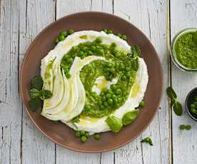 Ricotta con pesto di piselli