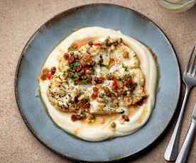 Roasted Cauliflower Steaks with Salsa and Purée