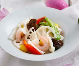 Moonlight Over the Lotus Pond (Stir Fried Vegetable Mix with Prawns)