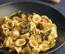Pasta with Brussels Sprouts, Toasted Hazelnuts and Brown Sage Butter