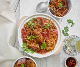 Chicken, Mushroom and Chinese Sausage Rice