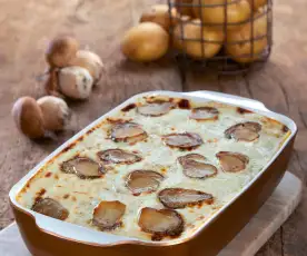 Lasagne con patate, porcini e taleggio