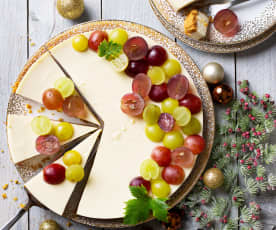 Tarta de uvas, queso y chocolate blanco