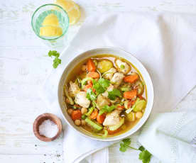 Gemüse-Miso-Suppe mit Hähnchen