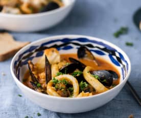 Seafood Soup with Gluten-free Bread