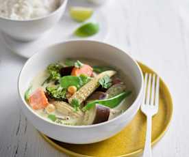 Wegetariańskie zielone curry z ryżem