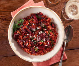 Spelt Risotto with Beets and Goat Cheese
