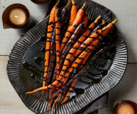 Roasted Carrots with Black Sesame Drizzle