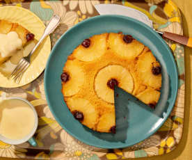 Pineapple Upside Down Cake with Custard
