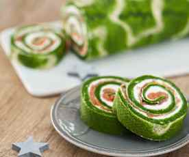 Rollo de espinacas navideño