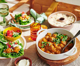 Lamb korma meatball lettuce cups with Varoma bundt tin