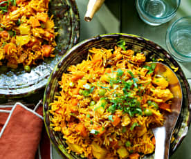 Riz djerbien aux blancs de poulet