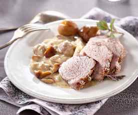 Filet mignon con porcini e castagne