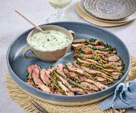 Kalbsbraten-Aufschnitt mit Meerrettich-Dip