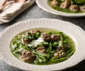 Spring Green Broth with Lamb Meatballs