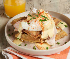 Turkey Benedict with Stuffing Waffles