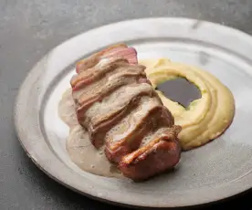Roasted Duck Breast with Yellow Split Pea Purée 