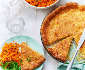 Quiche sans pâte aux lardons, salade de carottes