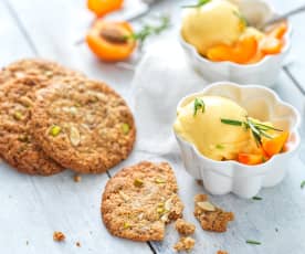 Sorbet abricot-romarin et cookies aux dattes
