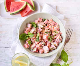 Wassermelonensalat mit Ziegenfrischkäse