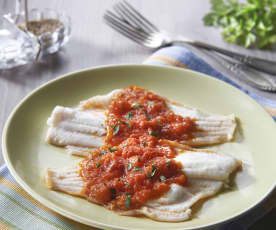 Steamed Plaice with Tomato Sauce
