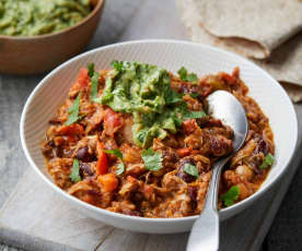 Jackfruit and Bean Chilli with Spicy Avocado Purée