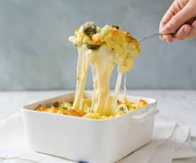 Keto cauliflower and Brussels sprout cheese bake
