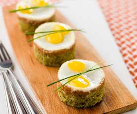 Alheira com brócolos e ovos de codorniz
