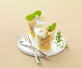 Salade de concombre et haricots à la menthe et au lait ribot