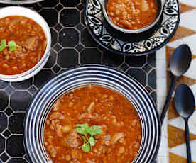 Harira - Sopa de lentilhas com carne