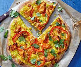 Curry-Poulet-Pizza
