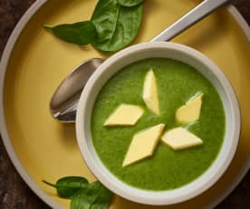 Spinach and Potato Soup with Savoury Egg Custard