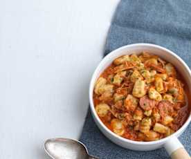 Guisado de frango com gnocchi de batata-doce
