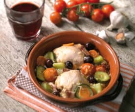 Pollo, pancetta e olive
