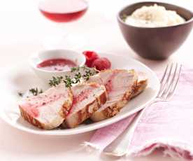 Filet mignon de veau à la framboise, mousseline de céleri rave.