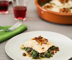 Sea Bass with Raisins and Pine Nuts