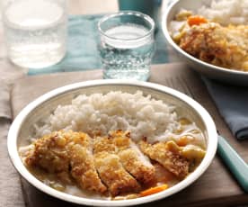 Pollo katsu con curry e riso