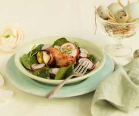 Scharfe Frühlingseier im Speck versteckt