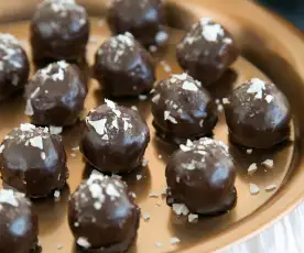 Salted chocolate and date caramels