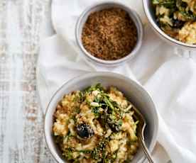 Risoto de bacalhau com grelos e broa de avintes