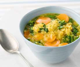 Pevides com cenoura e agriões