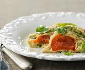 Omeleta de espargos com tomate