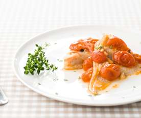 Raia com tomate-cereja