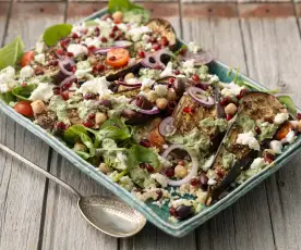 Roasted Aubergine Salad with Tahini Dressing