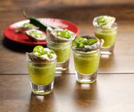 Spicy Tomatillo Oyster Shooters