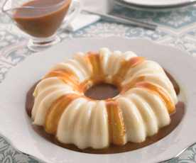 Bavaroise de baunilha e creme de caramelo com café